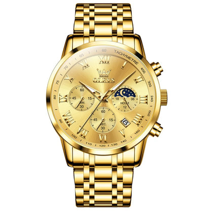 OLEVS 5529 Chronograph Watch – Waterproof Stainless Steel Luminous Sports Watch for Men
