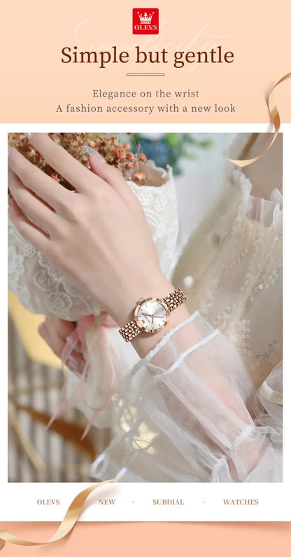 OLEVS 9992 Women's Quartz Watch – Elegant Golden Waterproof Stainless Steel Wristwatch for Ladies Katia