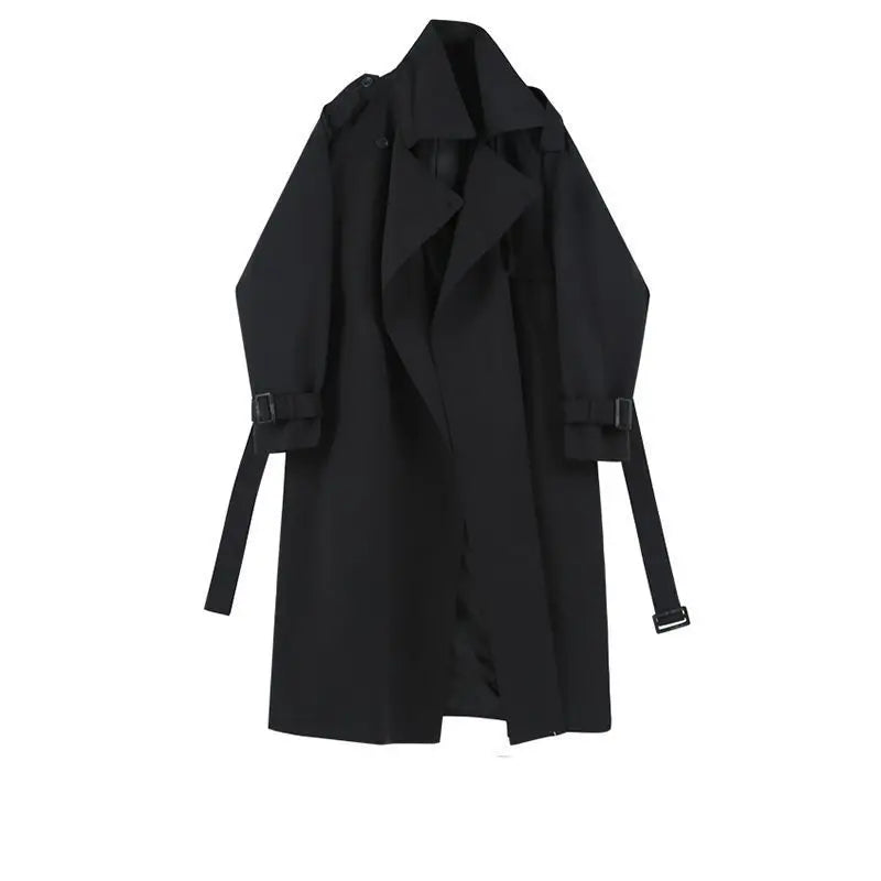 Elegant British Style Women's Mid-Length Trench Coat – High Waist Casual Slimming Windbreaker Overcoat Hermione