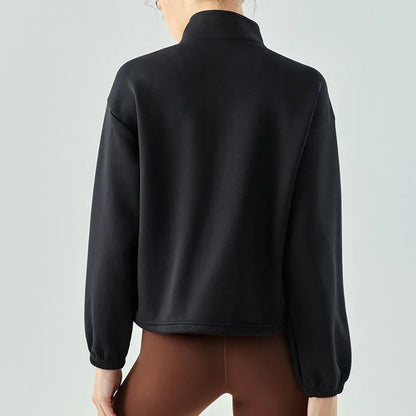 Women's Hip Hop Crop Sweatshirt – New Design Long-Sleeve Winter Jacket with Pockets, Comfortable Training Coat Jaja