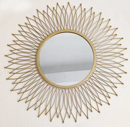 Modern Novel Design Large Decorative Wall Mirror – Gold Metal Frame Art for Living Room Indoor Decor