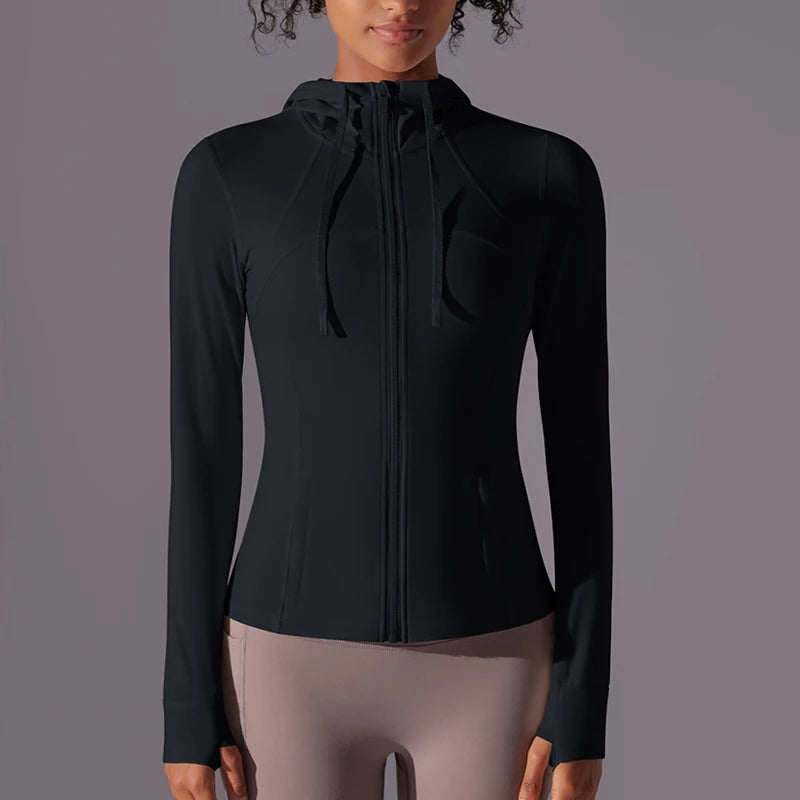 Women's Butter Luxe Full-Zip Workout Hoodie Jacket – Slim Fit, Lightweight Athletic Yoga Jacket with Pockets and Thumb Holes Ginny