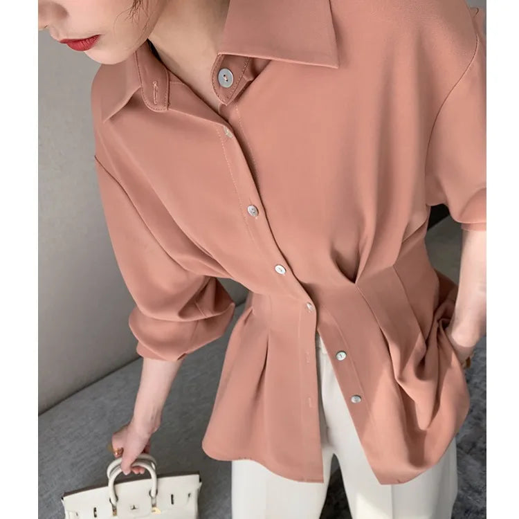 Spring/Summer New Women's Loose-Fit Chiffon Long-Sleeve Shirt – Lightweight, Stylish Vivian
