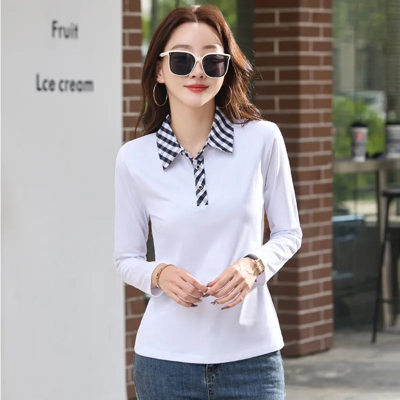 Women's Spring T-Shirt - Zipper Lapel Stand Collar, New Style