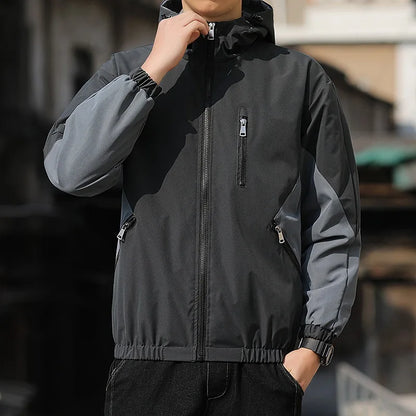Men's Hooded Windbreaker – Spring & Autumn Slim Fit Jacket, Plus Size Wadded Coat, Lightweight Fashion Pilot Parka Garion