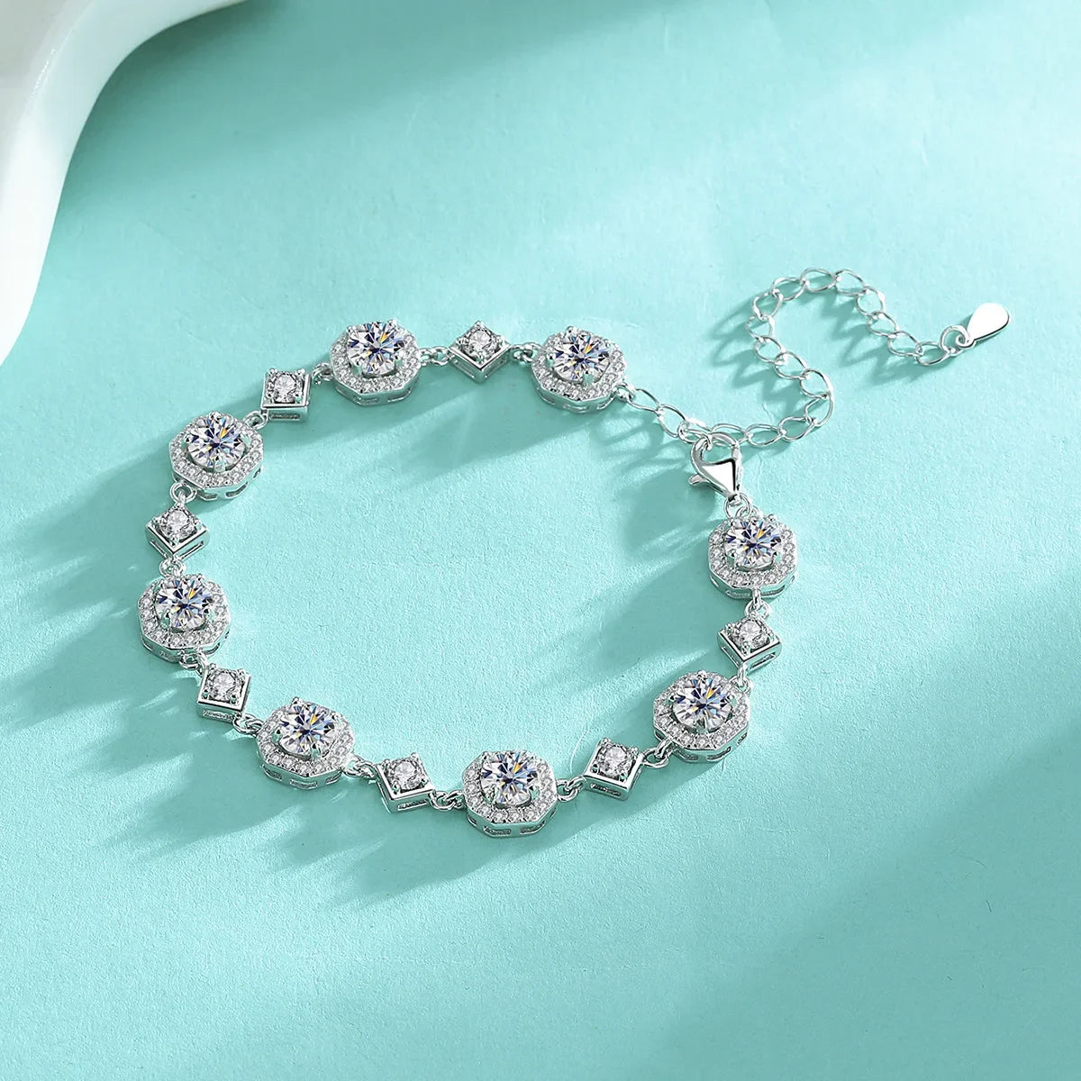 4CT Round Cut Moissanite Bracelet – 925 Sterling Silver Chain, Rhodium-Plated Jewelry for Women & Girls, Perfect Anniversary Gift Irina