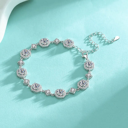 4CT Round Cut Moissanite Bracelet – 925 Sterling Silver Chain, Rhodium-Plated Jewelry for Women & Girls, Perfect Anniversary Gift Irina