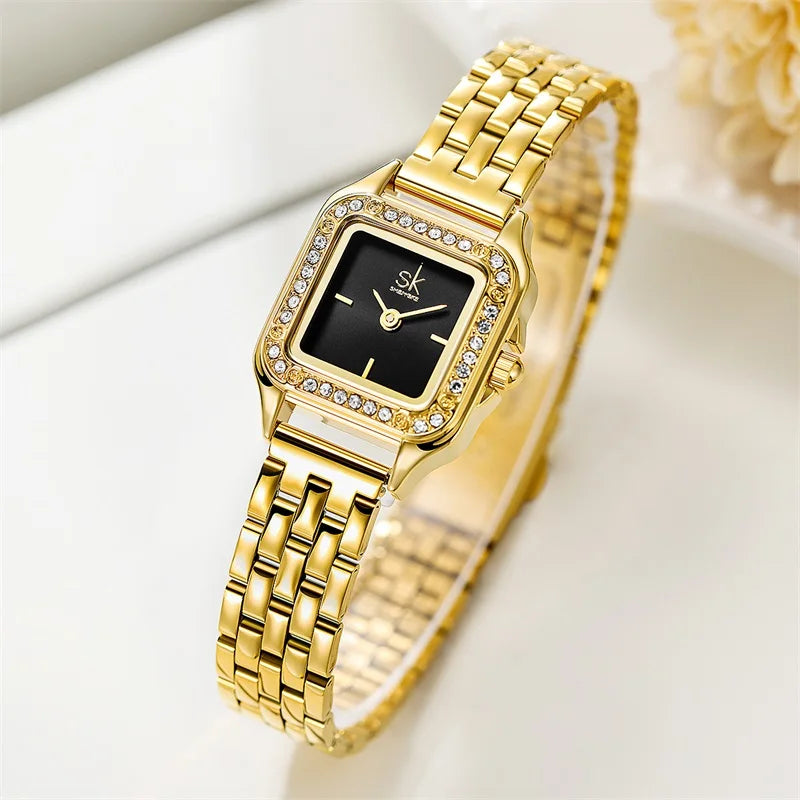 SHENGKE Elegant Square Women’s Watch – Luxury Diamond Wristwatch Gift