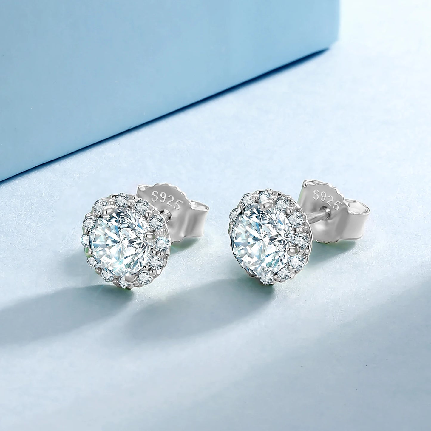 Moissanite Earrings and Pendant Necklace Jewelry Set – Gold-Plated Stud Earrings in 925 Sterling Silver for Women