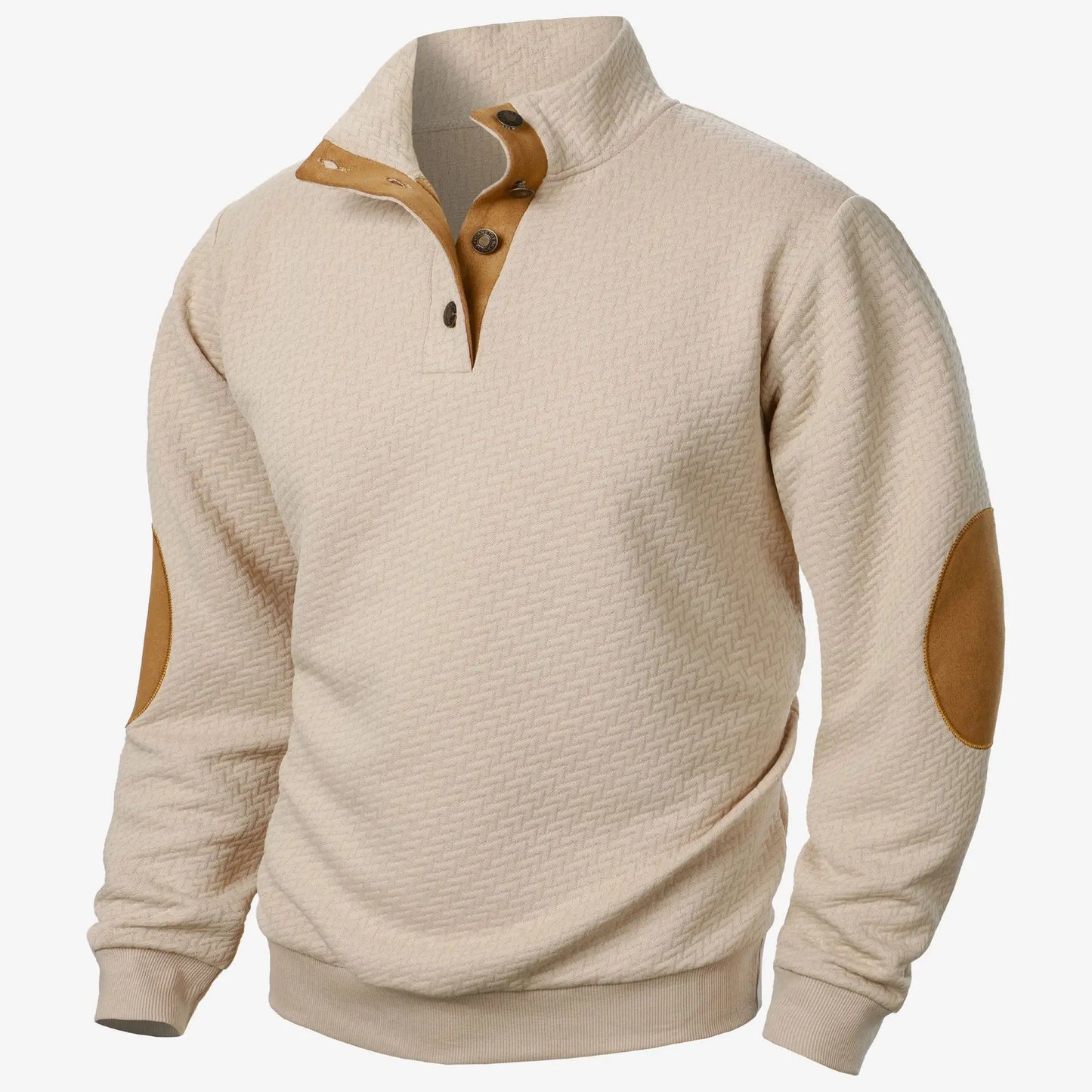 Men's Casual Standing Collar Pullover Sweatshirt - Windproof Button-Up Design for Everyday Comfort Caleb
