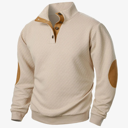 Men's Casual Standing Collar Pullover Sweatshirt - Windproof Button-Up Design for Everyday Comfort Caleb