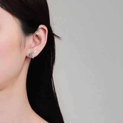 Fine Jewelry | 0.5Ct×2 Round Blue Moissanite Angel Wing Earrings | GRA Certified S925 Sterling Silver Studs for Women Jen