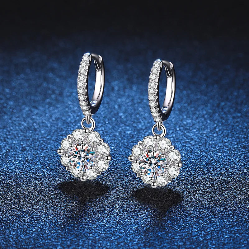 925 Sterling Silver 1-Carat Moissanite Earrings | Snowflake Screw Back Design Rica