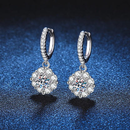 925 Sterling Silver 1-Carat Moissanite Earrings | Snowflake Screw Back Design Rica