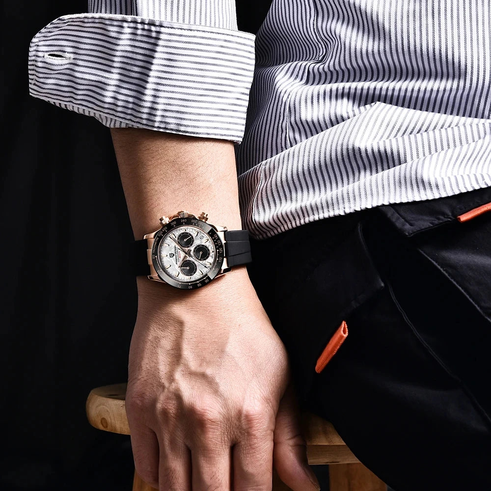 PAGANI DESIGN 1664 – Men's Luxury Quartz Chronograph Watch, Waterproof Business Sport Wristwatch with Date Function