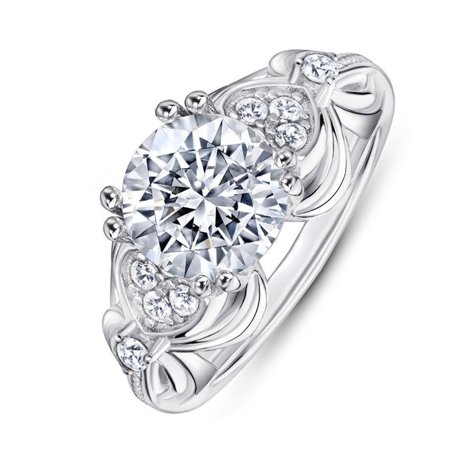 2 Carat Moissanite Retro Ring in 925 Sterling Silver – Classic Luxury Fashion Jewelry Gift for Women Hyacinth