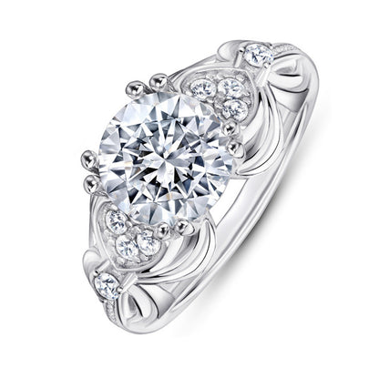 2 Carat Moissanite Retro Ring in 925 Sterling Silver – Classic Luxury Fashion Jewelry Gift for Women Hyacinth