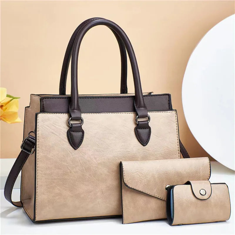 Three-Piece Women’s Luxury Handbag Set – High-Capacity Fashion Tote, Messenger Bag, and Handbag Irene