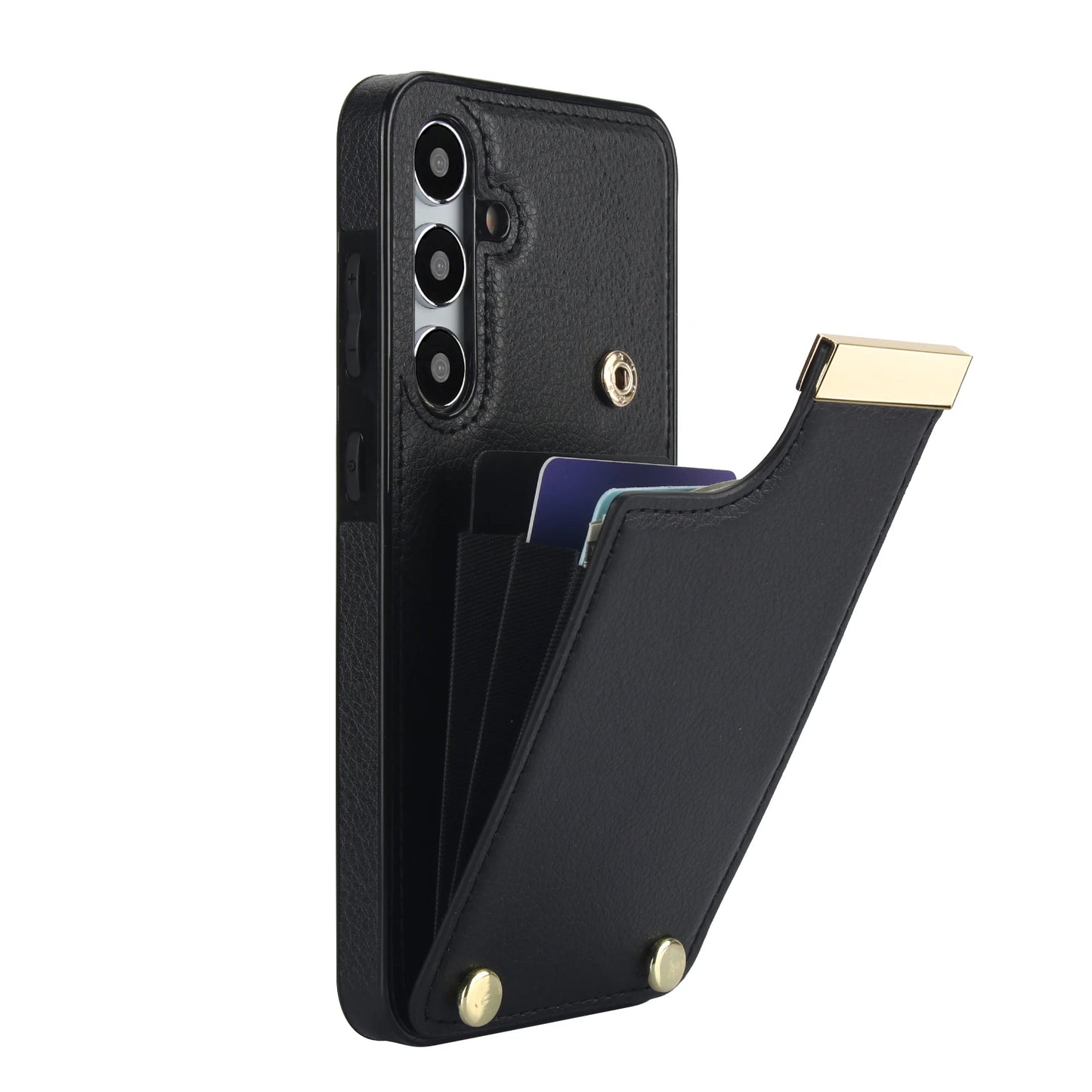 Magnetic Leather Wallet Phone Case | Shockproof Card Holder Back Cover for Samsung S24 & iPhone 15 Pro Max