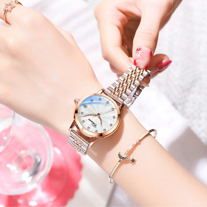 CHENXI 8833 Women's Luxury Automatic Mechanical Watch - Genuine Leather, Diamond Dial, Waterproof, Luminous Calendar