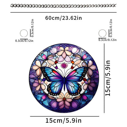 Tree of Life Suncatcher – 15cm Round Dyed Acrylic Window Hanging with Metal Chain, Peaceful Home Decor Gift