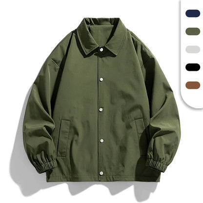 Polyester Windbreaker Jacket | Unisex Loose Fit Lapel Collar Plain Coach Jackets Darcy