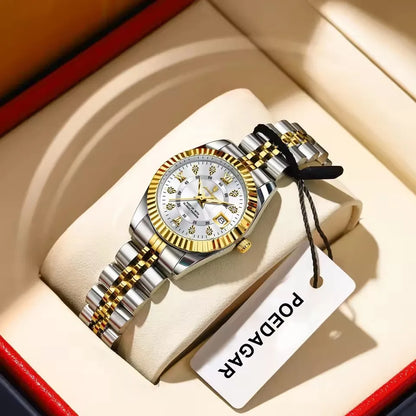 POEDAGAR 780 Luxury Quartz Watch for Women – Elegant Waterproof Luminous Ladies Stainless Steel Watch