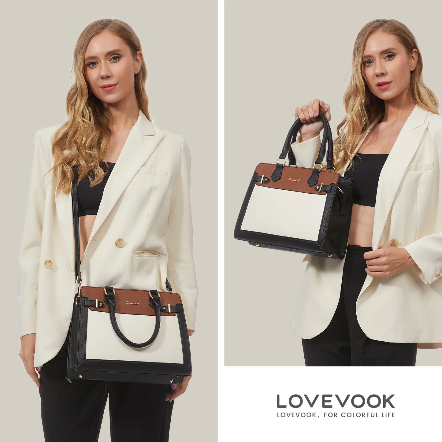 LOVEVOOK 2023 PU Leather Tote Bag Set for Women - 2pcs Handbags & Shoulder Bags Graciela