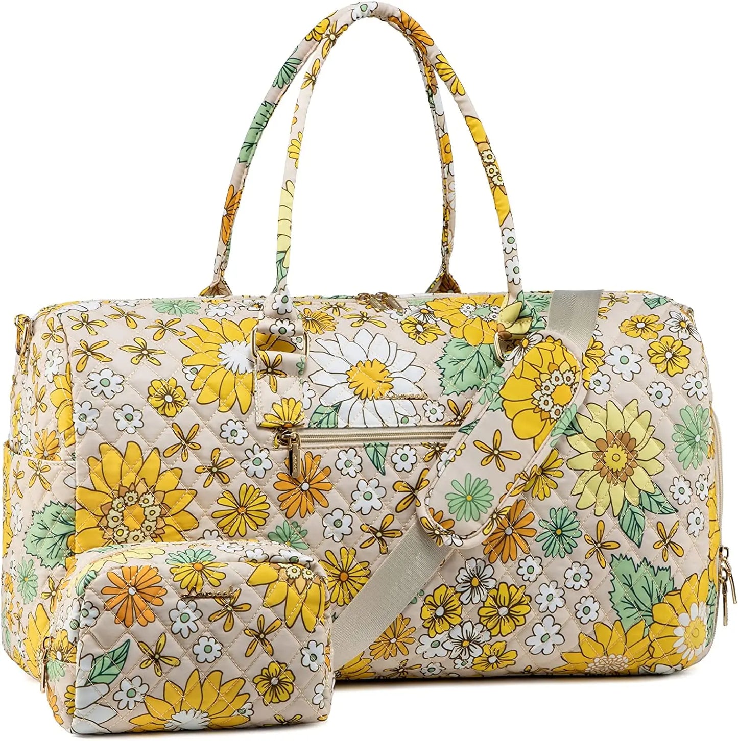 LOVEVOOK 2022 Luxury Quilted Weekender Duffel Bag - Custom Canvas Travel Bag for Men & Women Glazy