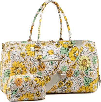 LOVEVOOK 2022 Luxury Quilted Weekender Duffel Bag - Custom Canvas Travel Bag for Men & Women Glazy