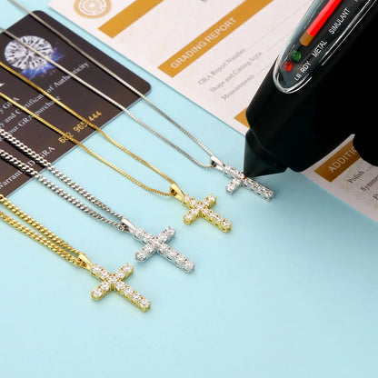 Moissanite Cross Pendant Necklace - 925 Sterling Silver Christian Jewelry for Women & Men
