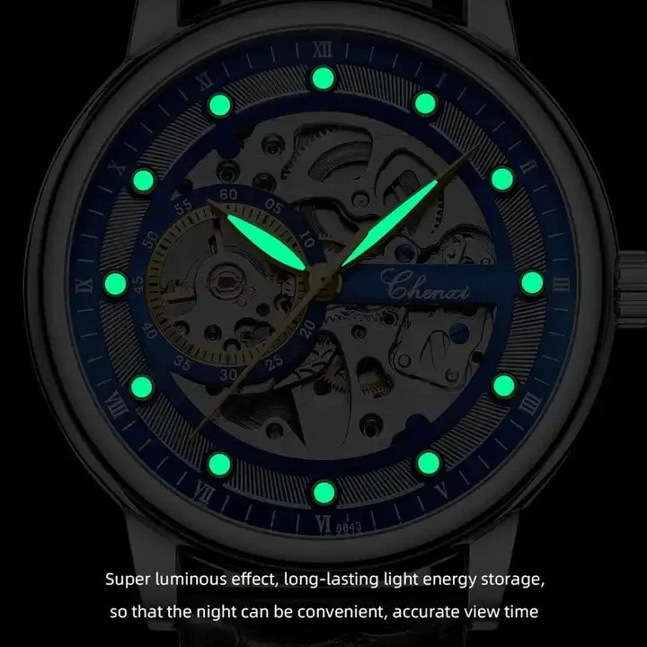 CHENXI 8843 Men’s Luxury Mechanical Watch – Automatic Skeleton Design, Waterproof Business Wristwatch