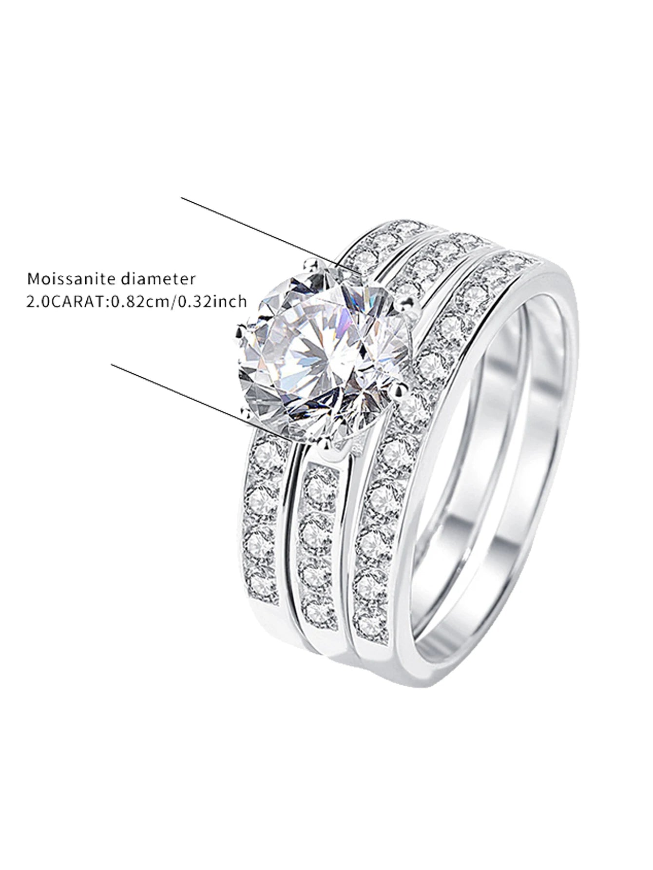 Elegant S925 Sterling Silver Moissanite Wedding Ring | 2CT Colored Gemstone | Durable Jewelry for Lasting Love