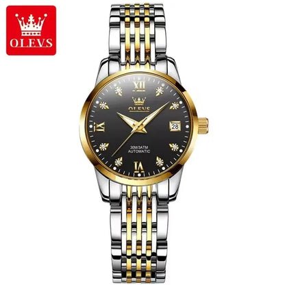 OLEVS 6673 Women’s Diamond Dial Mechanical Watch – Simple, Fashionable, Classic Automatic Calendar Ladies Watch