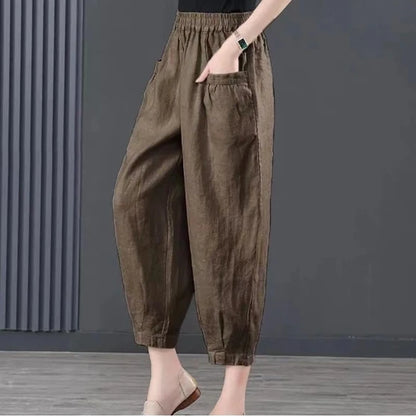 Women's Oversized Cotton Linen Lantern Pants | High-Waist Summer Casual Pants with Pockets Erica