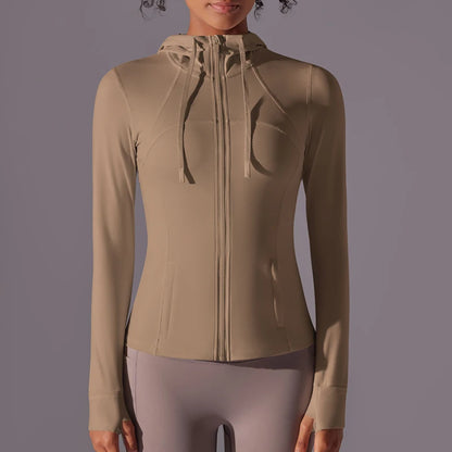 Women's Butter Luxe Full-Zip Workout Hoodie Jacket – Slim Fit, Lightweight Athletic Yoga Jacket with Pockets and Thumb Holes Ginny