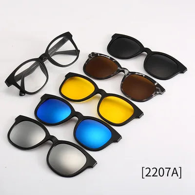 5-in-1 Polarized Magnetic Clip-On Sunglasses for Men & Women – Optical Frame with Magnet Clip-On Sun Glasses Robb
