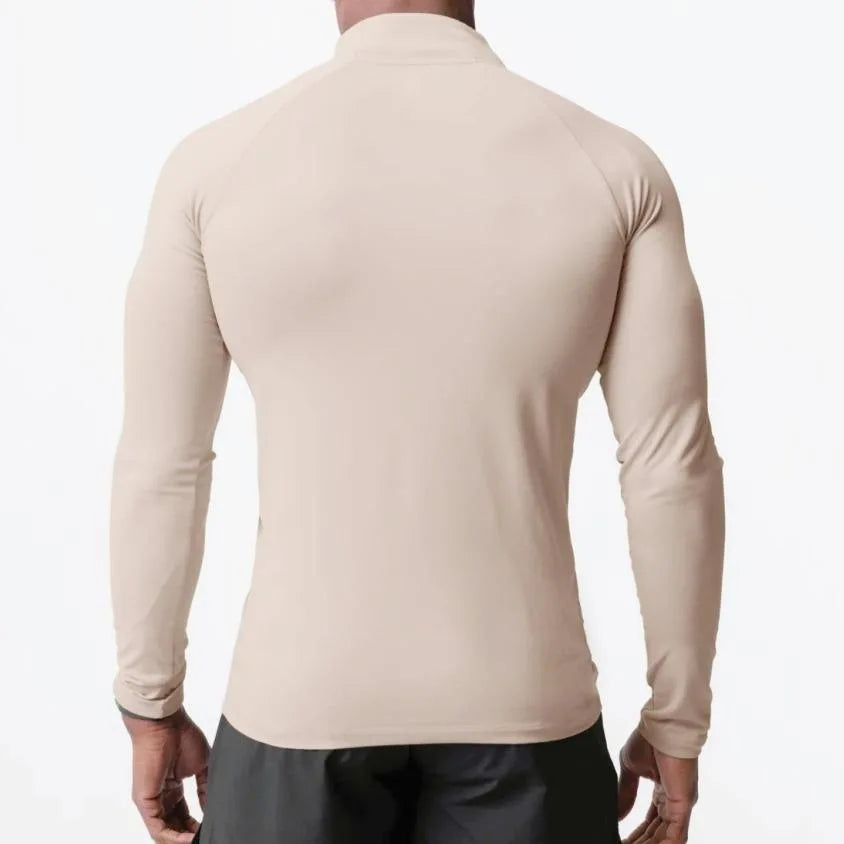 Men's High-Neck Half-Zip Compression Sweatshirt – Long-Sleeve Fleece Fitness Top for Winter Training, Gym, and Running