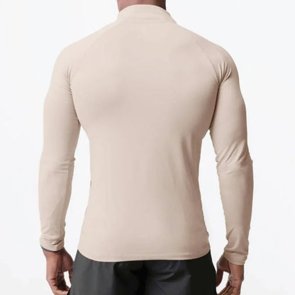 Men's High-Neck Half-Zip Compression Sweatshirt – Long-Sleeve Fleece Fitness Top for Winter Training, Gym, and Running