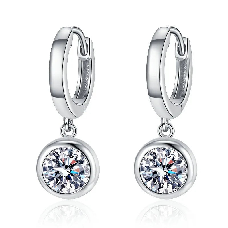 Unisex S925 Sterling Silver Earrings | 1 Carat D-Color Moissanite Floral Gold-Plated Charm Stud Hoops | Perfect for Anniversaries Leticia