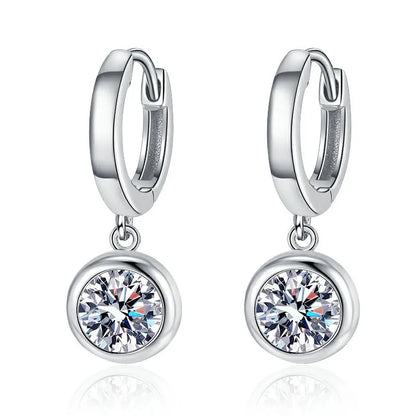 Unisex S925 Sterling Silver Earrings | 1 Carat D-Color Moissanite Floral Gold-Plated Charm Stud Hoops | Perfect for Anniversaries Leticia