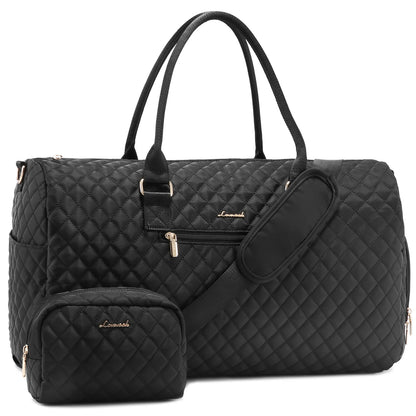 LOVEVOOK 2022 Luxury Quilted Weekender Duffel Bag - Custom Canvas Travel Bag for Men & Women Glazy