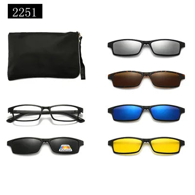 5-in-1 Polarized Magnetic Clip-On Sunglasses for Men & Women – Optical Frame with Magnet Clip-On Sun Glasses Robb