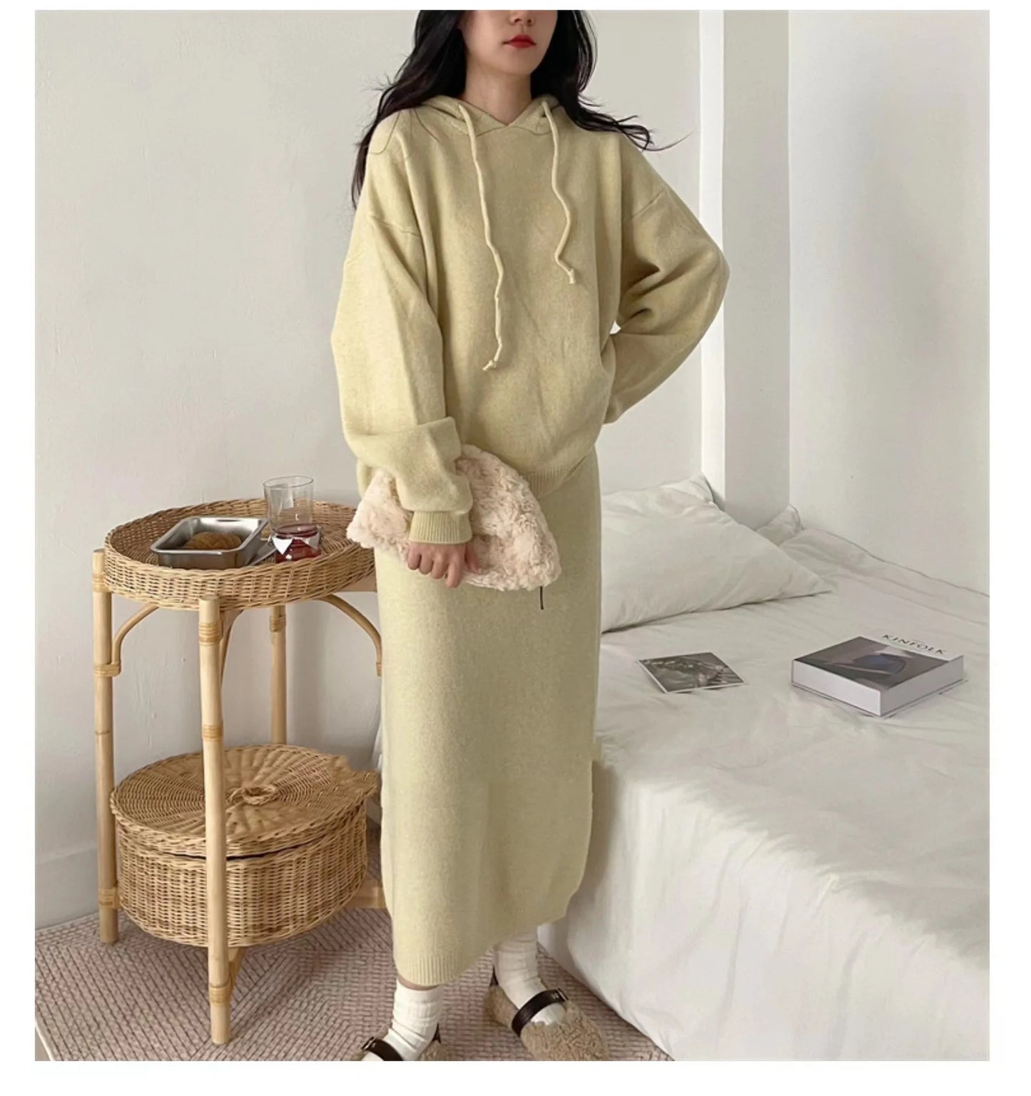 Women’s Hooded Sweater and Long Skirt Twin Set – Fashionable Autumn New Arrivals for Ladies Seren