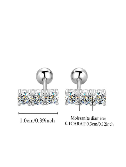 0.3 Carat Moissanite Straight Row Earrings – Luxury 925 Sterling Silver Trendy Design Joan