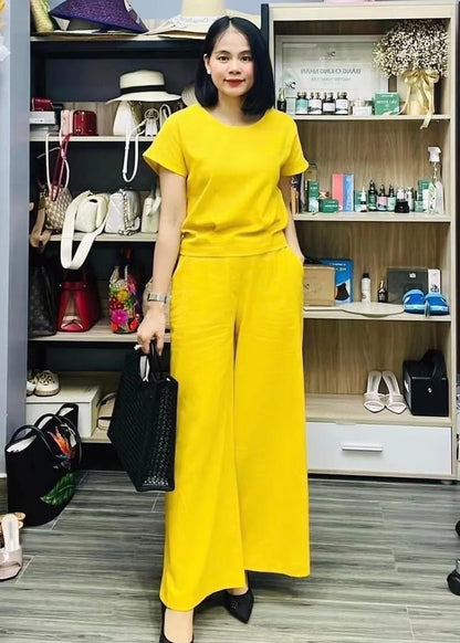 Women's Summer Two-Piece Set – Loose-Fit Top and Breathable Trousers