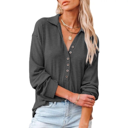 Elegant Women's Long-Sleeved Lapel Top for Autumn & Winter Outfits