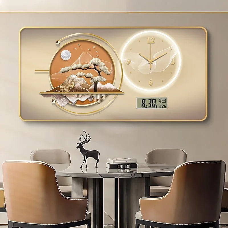 Large Silent Wall Clock with Artistic Design – Decorative Painting Style Clock for Living Room, Office, and Home Decor