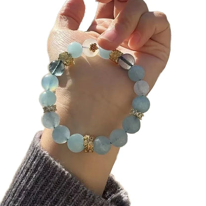 Natural Crystal Duobao Five Elements Bracelet – Golden Wood Water Fire Earth Balance Bangles