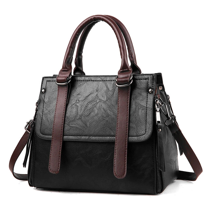 Luxury PU Leather Tote Bag for Women – Vintage-Style Handbag and Fall Crossbody Bag